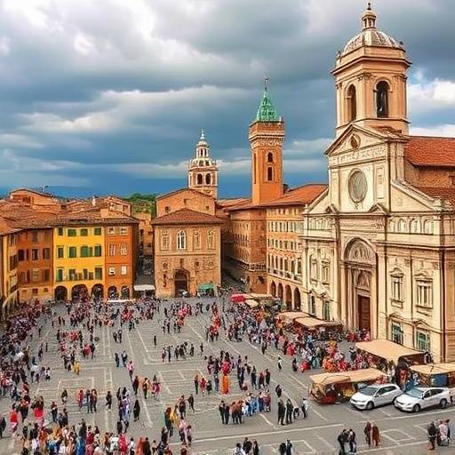 Siena's Piazza del Campo, with its distinctive medieval architecture and bustling atmosphere during the Palio horse race.
