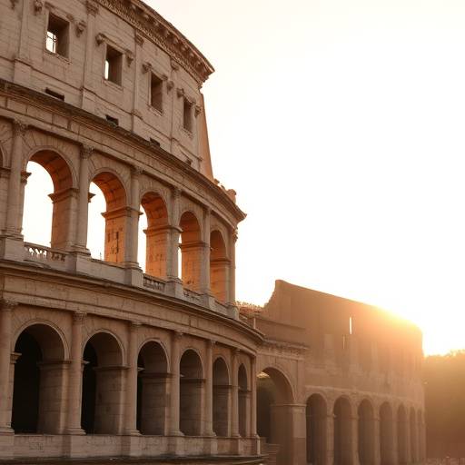 The Colosseum in Rome bathed in golden sunlight