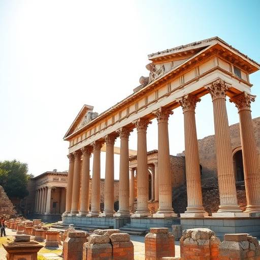 The Roman Forum with ancient ruins and columns